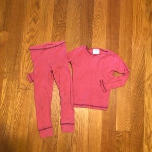 Hanna Andersson pink pointelle knit pajamas size 4